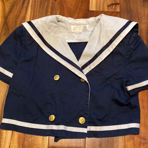 Girl’s Size 2 Sailor Suit Top and Wide Shorts (Look Like a Skirt!) Made in Italy - Picture 2 of 8